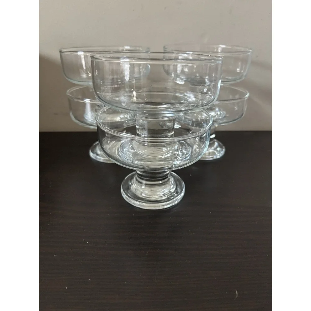 6 Pack Crystal Glass Dessert Bowls, 6.5 oz Ice Cream, Fruit, Pudding, VINTAGE